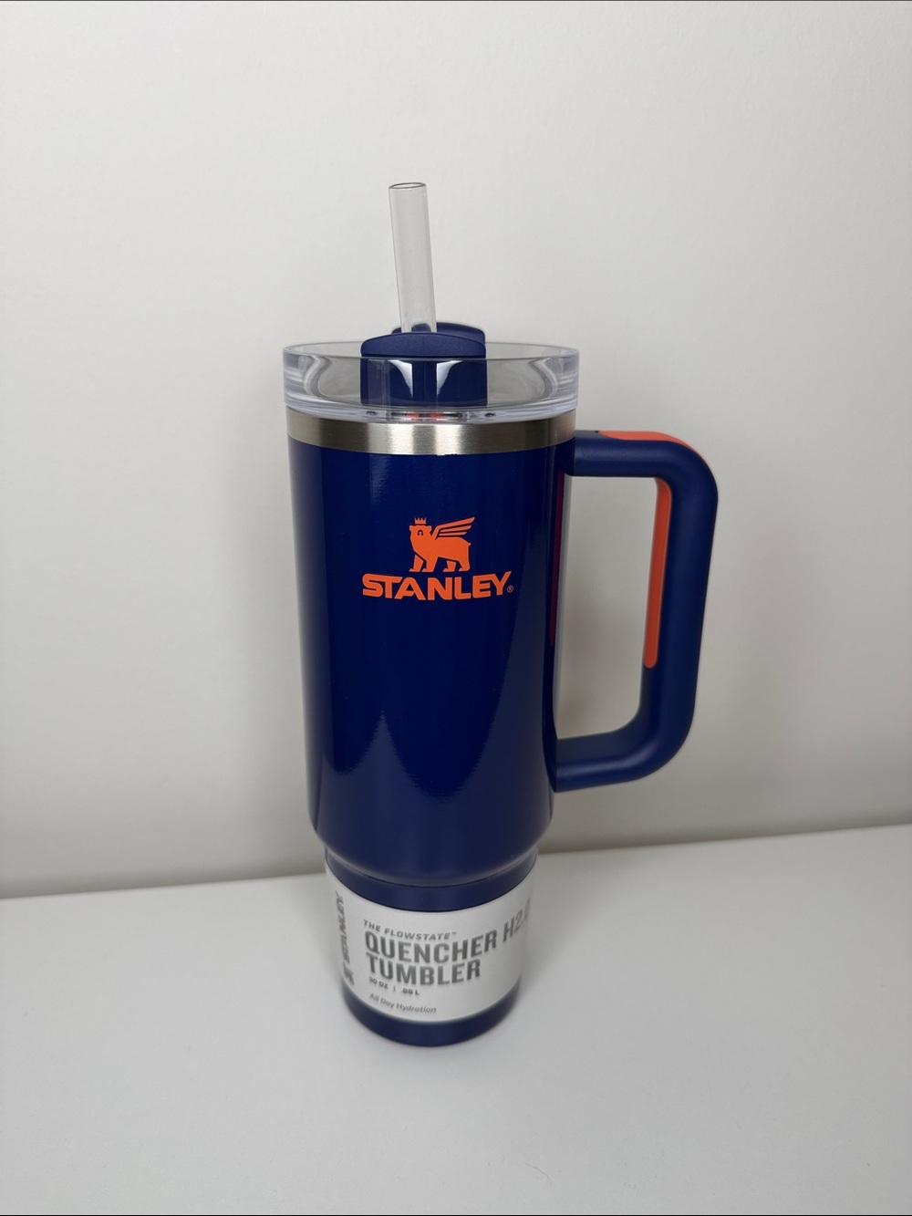 Stanley Navy Travel Tumbler with Orange Accents 30oz